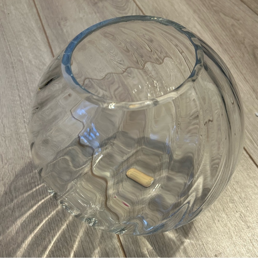 Lenox Cascade Globe Vase Optical Swirl Pattern Clear Color 7” H x 8” at Widest